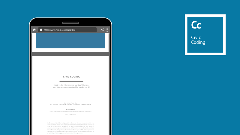 Titelbild Civic coding - policy paper - Nachhaltigen Förderung gemeinwohlorientierter KI
