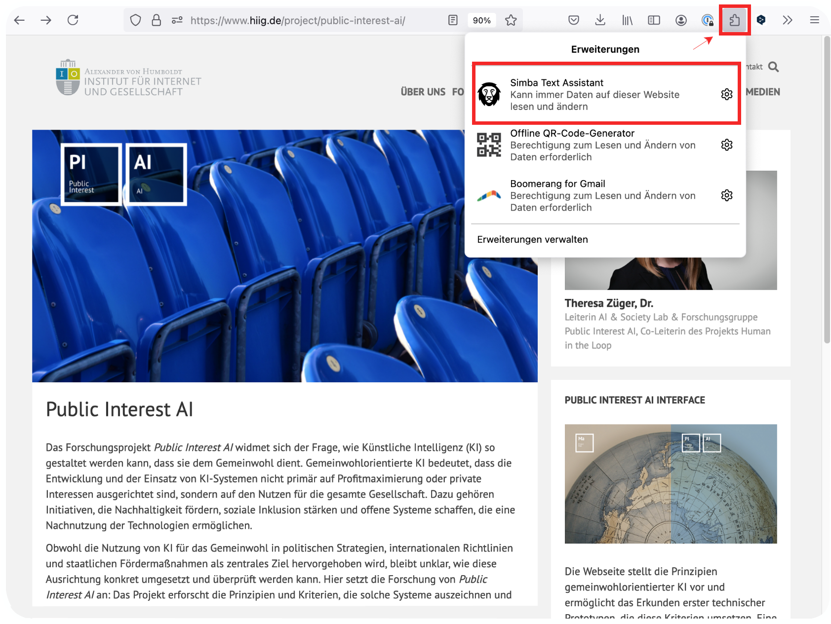 Simba-Anleitung-Firefox-erweiterung – PIAI – add-on